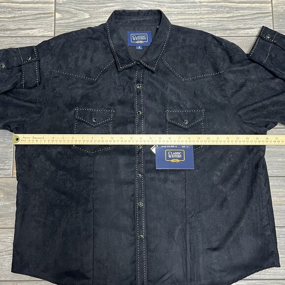 NWT Classic Western Shirt Women's Plus Size 1X Black Pearl Snap Rodeo Faux Suede - Picture 15 of 16